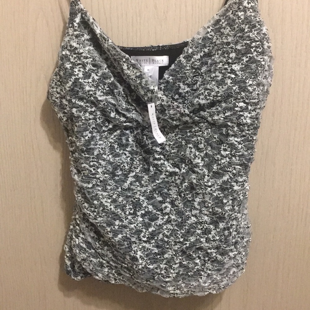 White House Black Market Black & White Lace Tank